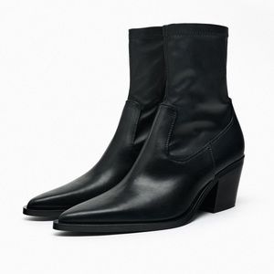 Zara Heeled Stretch Cowboy Ankle Boots (EU 40, US 9)